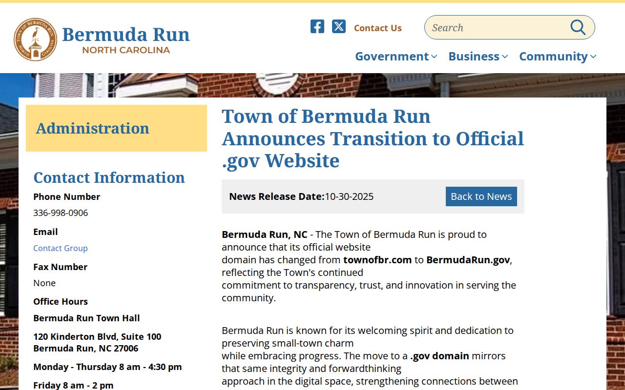 Bermuda Run court records town .gov transition notice