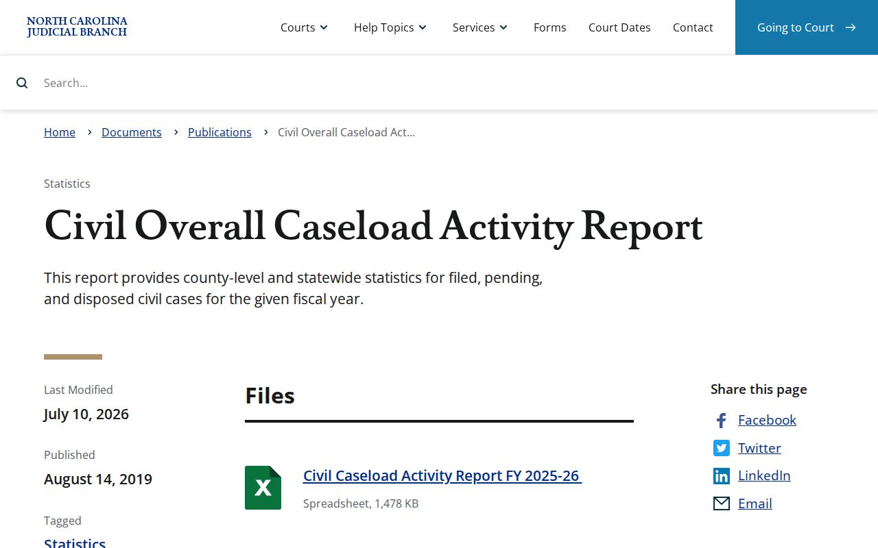 Davie County civil docket civil overall caseload activity report
