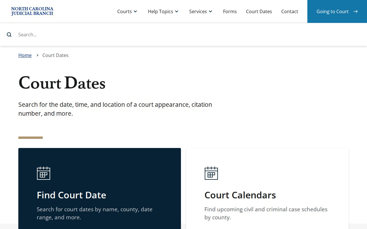 Davie County court date tools on the North Carolina court dates page