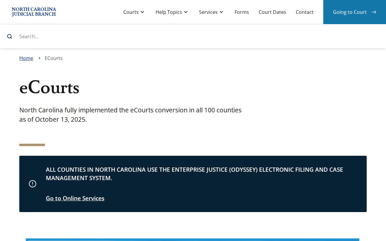 Davie County court docket eCourts rollout information