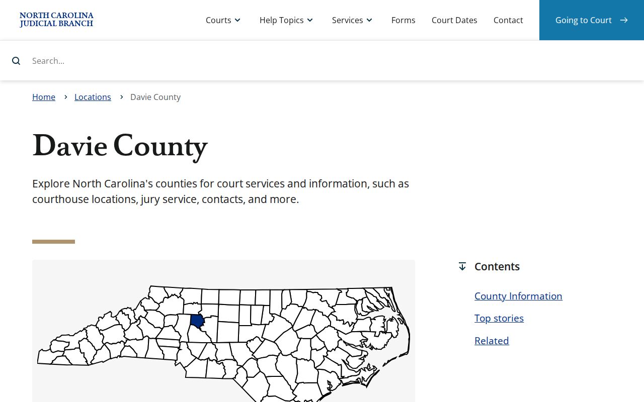 Davie County court docket Judicial Branch services page