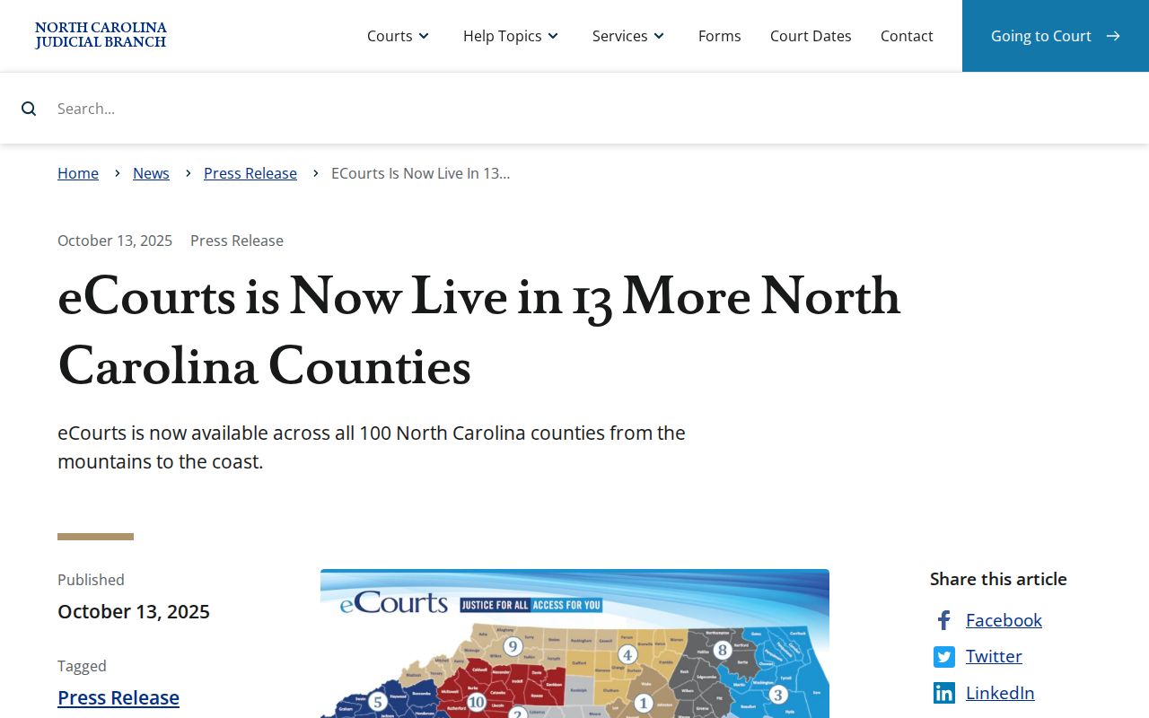 Davie County court docket October 2025 eCourts announcement