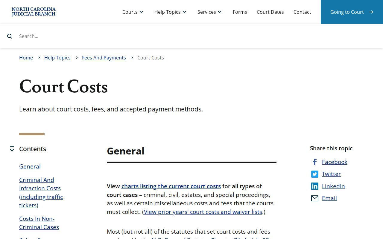 Davie County traffic court record North Carolina court costs help