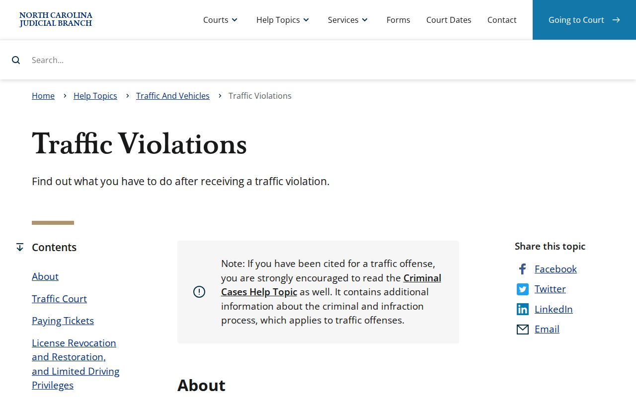 Davie County traffic court record North Carolina traffic violations help