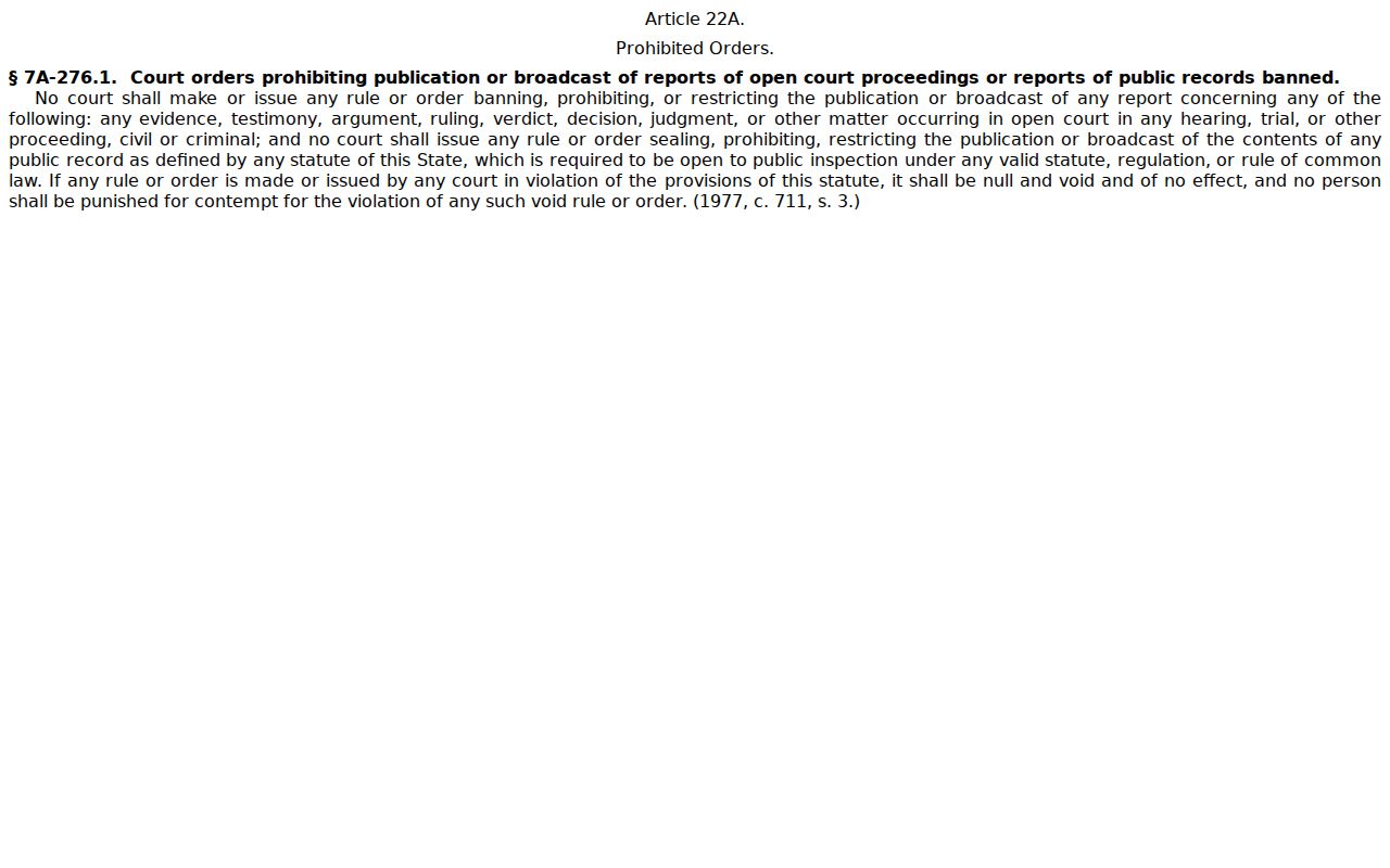 Davie County traffic court record public access statute G.S. 7A-276.1
